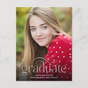 Carte Postale Simple Flourish Type Argent Photo Remise des diplô