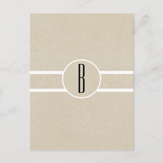 Carte Postale Simple Flyer Mailer Kraft Rustique Monogramme Mini (Devant)