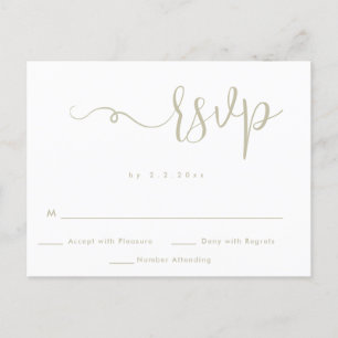 Carte Postale simple Gold Lettering Wedding RSVP C