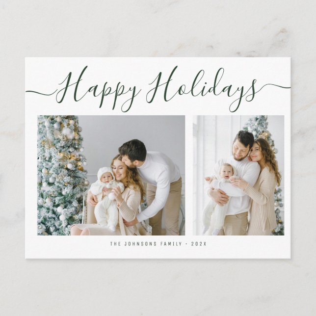 Carte Postale Simple Happy Holidays Family Photo Christmas (Devant)