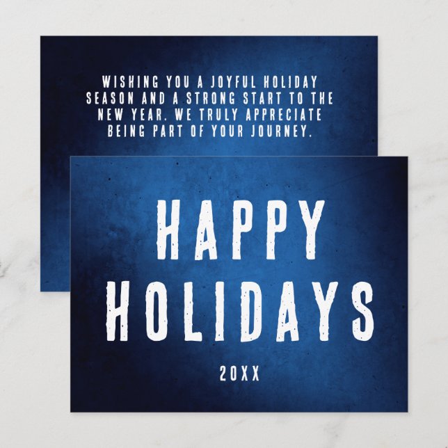Carte Postale Simple Happy Holidays Logo Blue Gradient (Devant / Derrière)