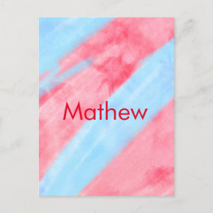 Carte Postale simple initial letter mongram add your name red b