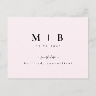 Carte Postale Simple Initiales Florissantes Rose Enregistrer la