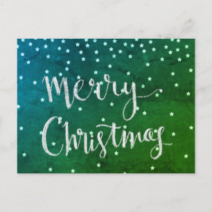 Carte Postale Simple Joyeux Noël avec des étoiles en chute