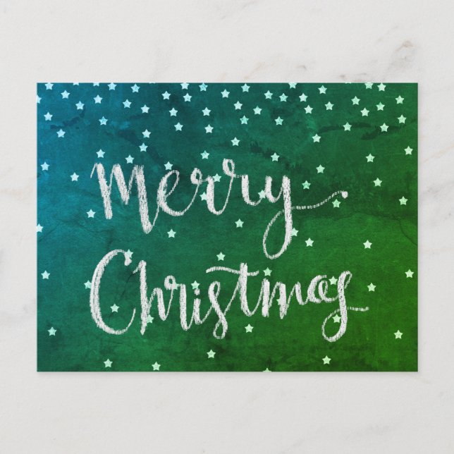 Carte Postale Simple Joyeux Noël avec des étoiles en chute (Devant)