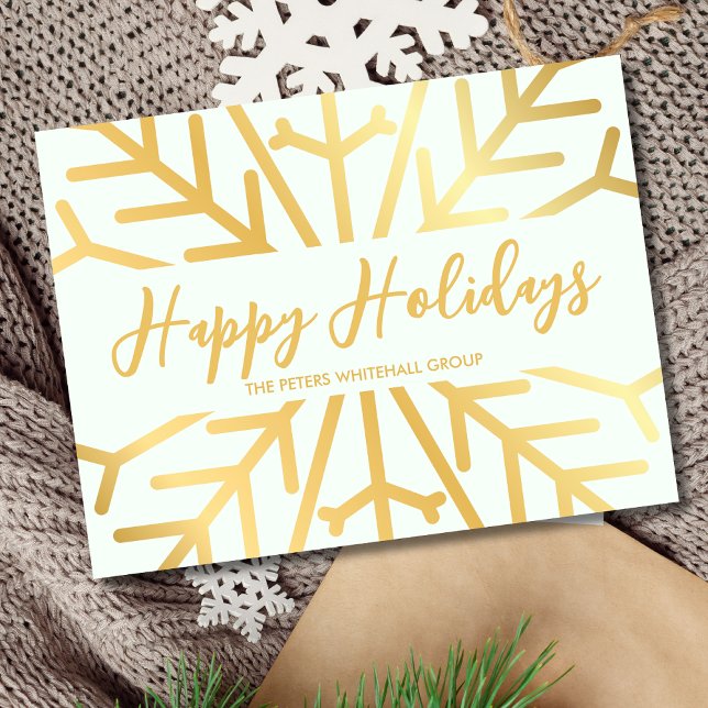 Carte Postale Simple Joyeux Vacances Snowflake Gold Business (Créateur téléchargé)