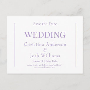 Carte Postale Simple mariage de lavande Enregistrer la date Cart