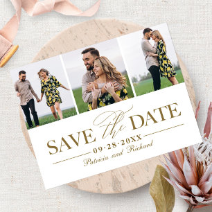Carte Postale Simple Mariage Élégant Enregistrer La Date 3 Photo