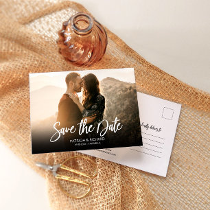 Carte Postale Simple Mariage Moderne Script Enregistrer La Date