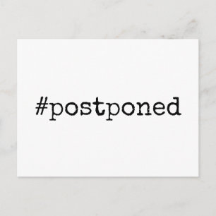 Carte Postale Simple Mariage Reporté Hashtag en Noir et Blanc