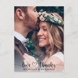 Carte postale simple Merci de mariage élégant