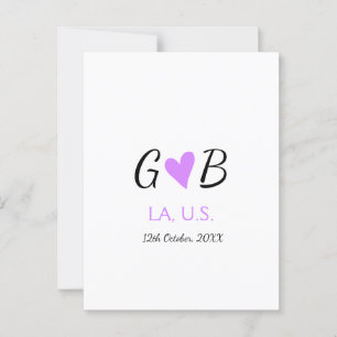 Carte Postale SIMPLE MINIMAL ajouter votre nom de couple nom de 