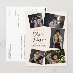 Carte Postale Simple Minimal Graduate Beige 6 Faire-part photo