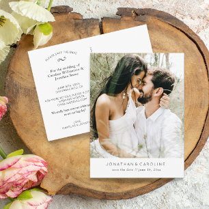 Carte Postale Simple minimal grand mariage photo Enregistrer la