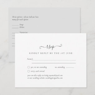 Carte Postale Simple Minimaliste Mariage Blanc RSVP 