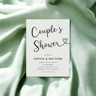 Carte Postale Simple minimaliste Script Coeur Couples Douche