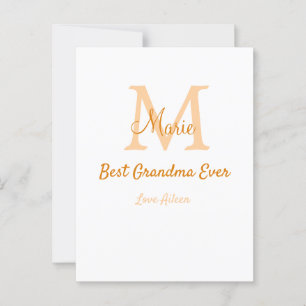 Carte Postale simple minimum meilleur grand-mère jamais orange m