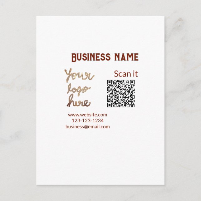 Carte Postale Simple minimum q r code ajouter logo code d'analys (Devant)