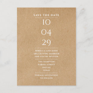 Carte Postale Simple Modern Rustic Enregistrer la date