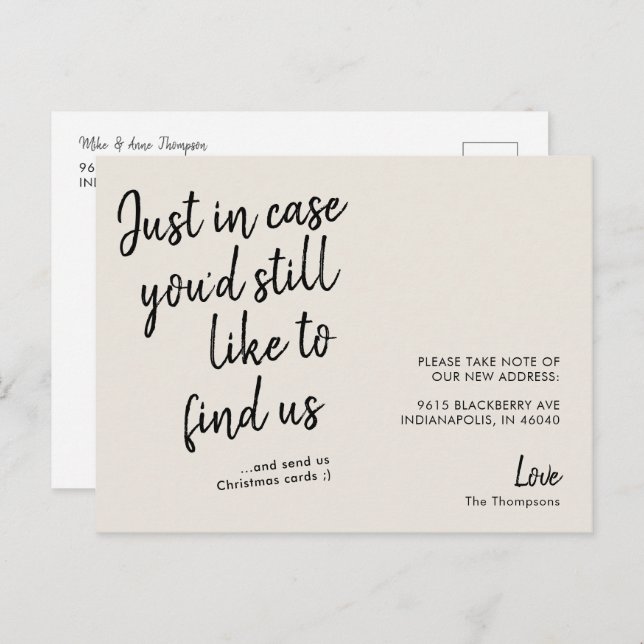 Carte Postale Simple Moderne Annonce de Déplacement Drôle à Crèm (Devant / Derrière)