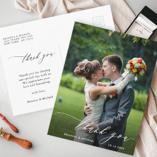 Carte Postale Simple moderne Calligraphie Mariage Merci photo