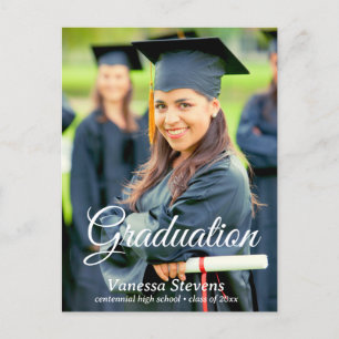Carte Postale Simple Moderne Calligraphie Photo Graduation