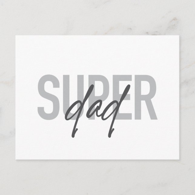 Carte Postale Simple, moderne, cool, design tendance Super Papa (Devant)