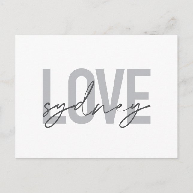 Carte Postale Simple, moderne, cool, design urbain Amour Sydney (Devant)
