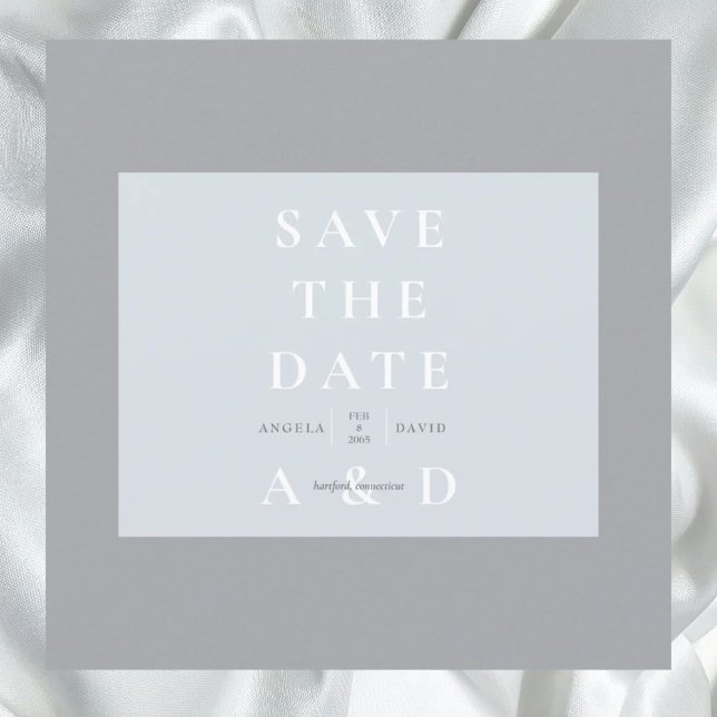Carte Postale Simple Moderne Date de Mariage à Sauvegarder Bleu  (Créateur téléchargé)