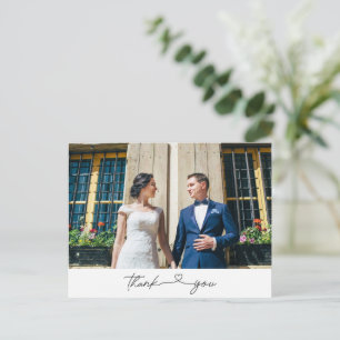 Carte Postale Simple Moderne Écriture Photo Mariage Merci