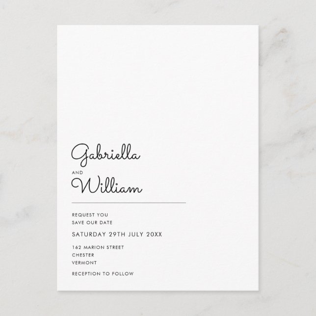Carte Postale Simple Moderne Écriture Save the Date (Devant)