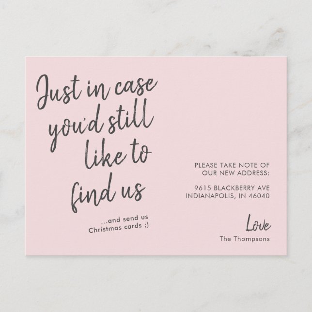 Carte Postale Simple moderne Funny Pink Moving Faire-part (Devant)