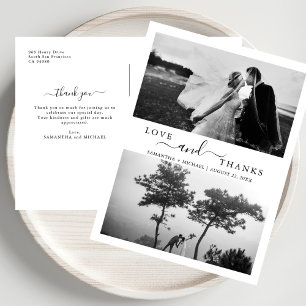 Carte Postale Simple moderne minimaliste 2 Mariage photo Merci