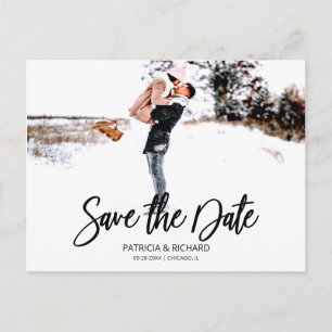 Carte Postale Simple moderne Script Wedding Enregistrer La Date 