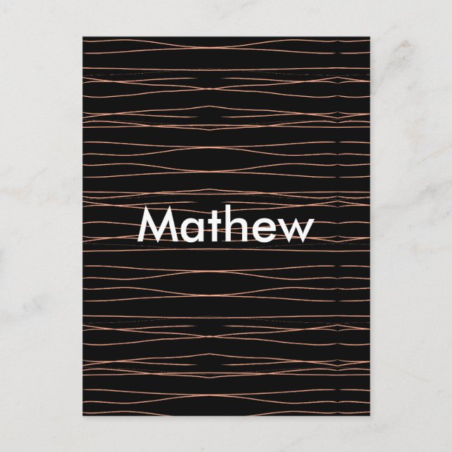 Carte Postale Simple monogramme ajouter votre nom lettre man min (Devant)