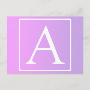 Carte Postale Simple Monogramme   Dégradé Rose/Violet Subtil
