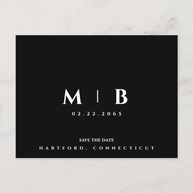Carte Postale Simple monogramme mariage à la date d'économiser B (Devant)
