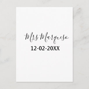 Carte Postale simple monogramme minimal Mme M. nom date année Th