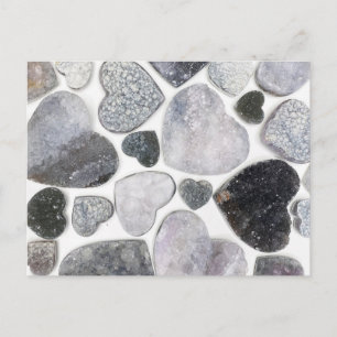 Carte Postale Simple Motif de coeur en cristal blanc noir tendan