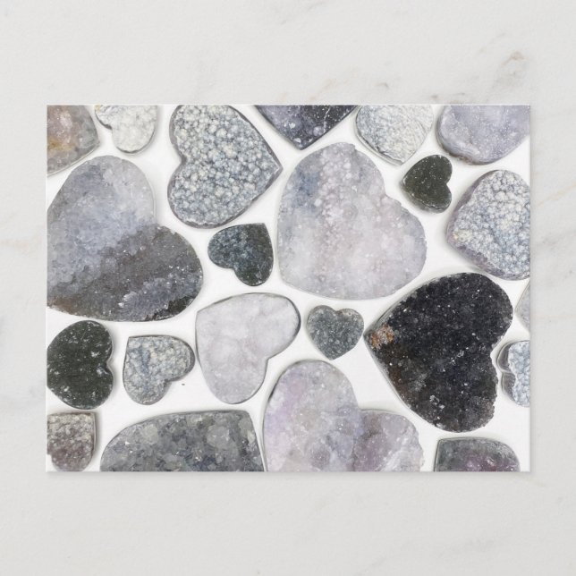 Carte Postale Simple Motif de coeur en cristal blanc noir tendan (Devant)