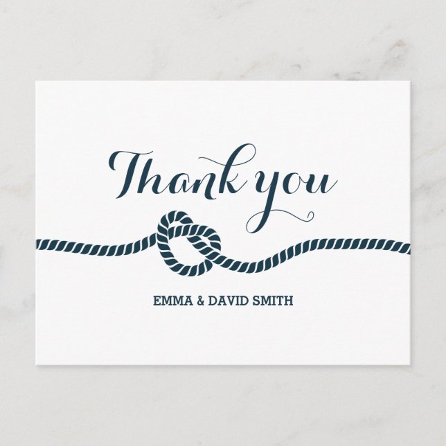 Carte Postale Simple Navy Blue Tying Merci de noeud (Devant)