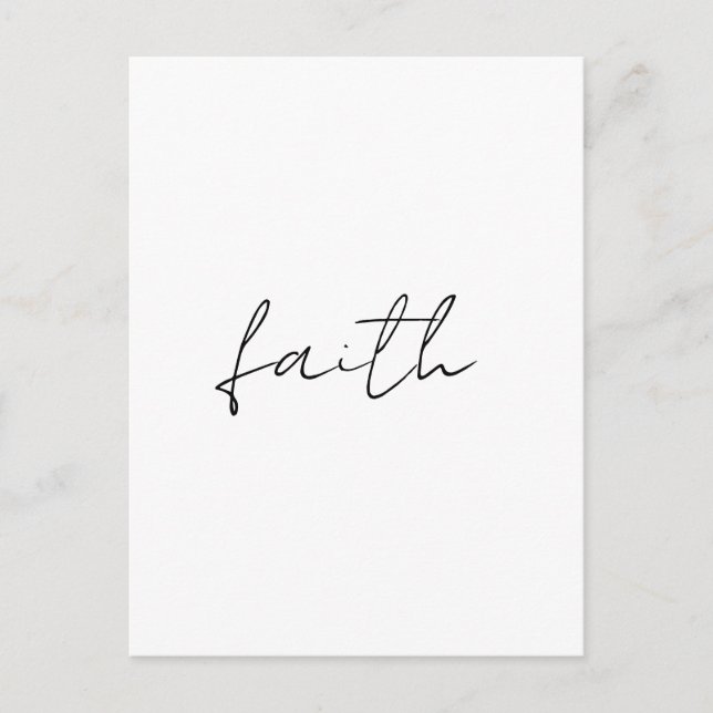 Carte Postale Simple Noir Blanc Main Écrite Faith Art (Devant)