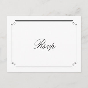 Carte Postale Simple noir et blanc typographie mariage rsvp