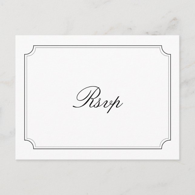 Carte Postale Simple noir et blanc typographie mariage rsvp (Devant)