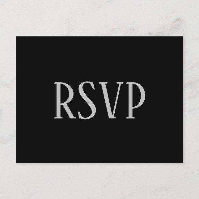 Carte Postale Simple Noir & Gris - Carton de réponse RSVP (Devant)