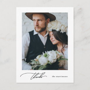 Carte Postale Simple Photo de calligraphie Mariage Merci
