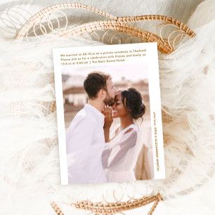Carte Postale Simple Photo de célébration de mariage minimaliste