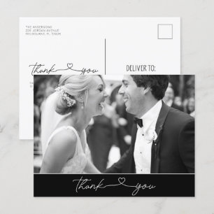 Carte Postale Simple Photo de mariage avec remerciement en forme