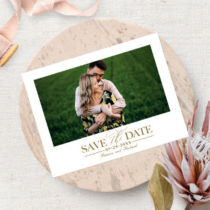 Carte Postale Simple Photo De Mariage Élégant Pour Sauvegarder L