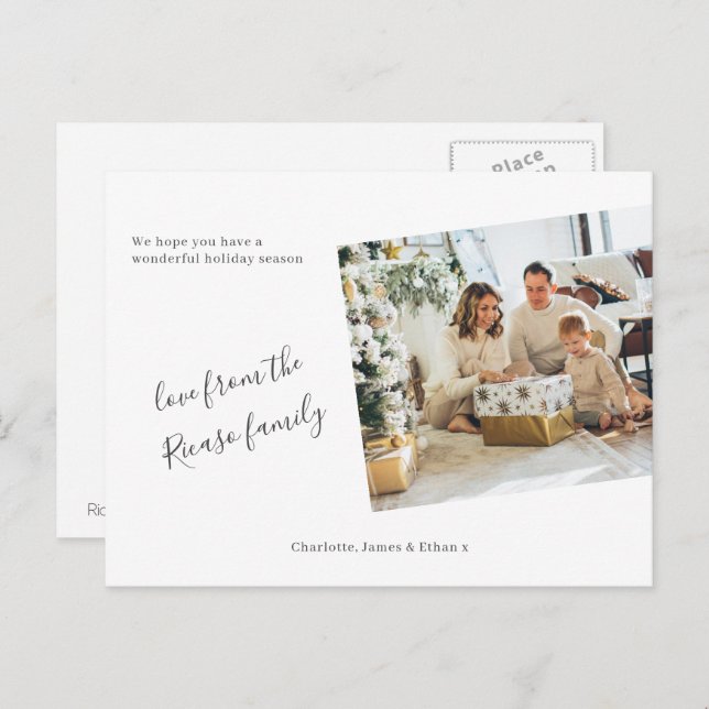 Carte Postale Simple Photo de Noël personnalisé pour les Fêtes (Devant / Derrière)